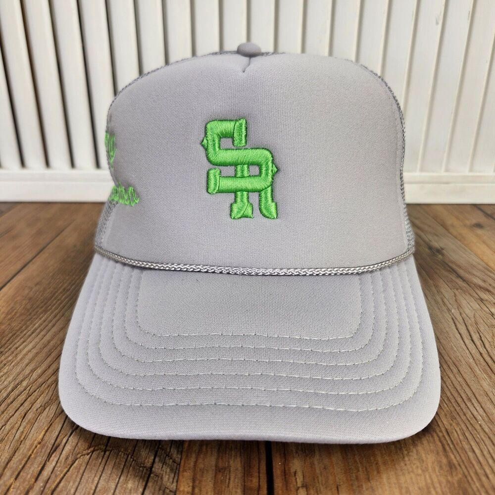 Seager SR Rope Trucker Hat Gray Mesh Snapback "Not My First Rodeo" Ranch Water - Picture 2 of 10